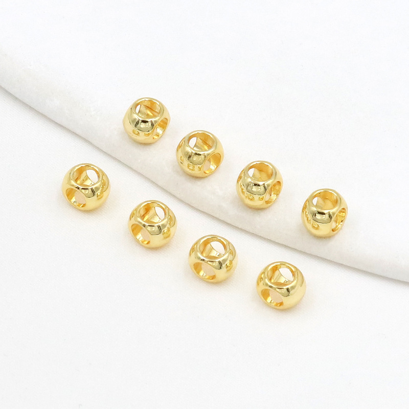 Color-Preserving 18K Real Gold Four-Way Spacer Beads for Jewelry Accessories, Bracelets, DIY Loose Beads, Large Hole Spacer Beads D139 Color-Preserving 18K Real Gold Four-Way Spacer Beads for Jewelry Accessories, Bracelets, DIY Loose Beads, Large Hole Spacer Beads D139