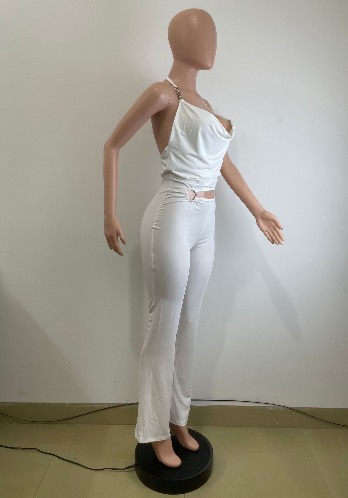 Women's Clothing Summer Halter Neck Jumpsuit Y6064 New European American Style Chic Hollow Out Suspender Vest For Women_ecoleips.com
