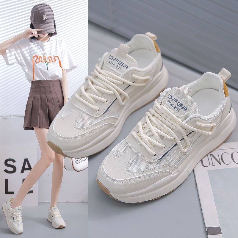 Thick-Soled Sneakers, Retro Forrest Gump Shoes, White Shoes for Women, Autumn New Style Dad Shoes, Breathable Mesh, Versatile Casual Sports Shoes