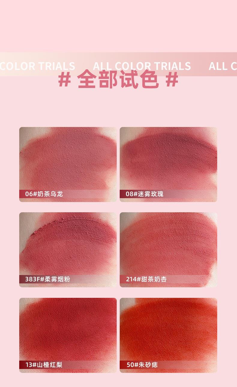 NOVO Misty Casual Air-like Lip Mud is a water-resistant and non-fading lipstick for students to look fair without makeup. It's suitable for both lips and cheeks undefined