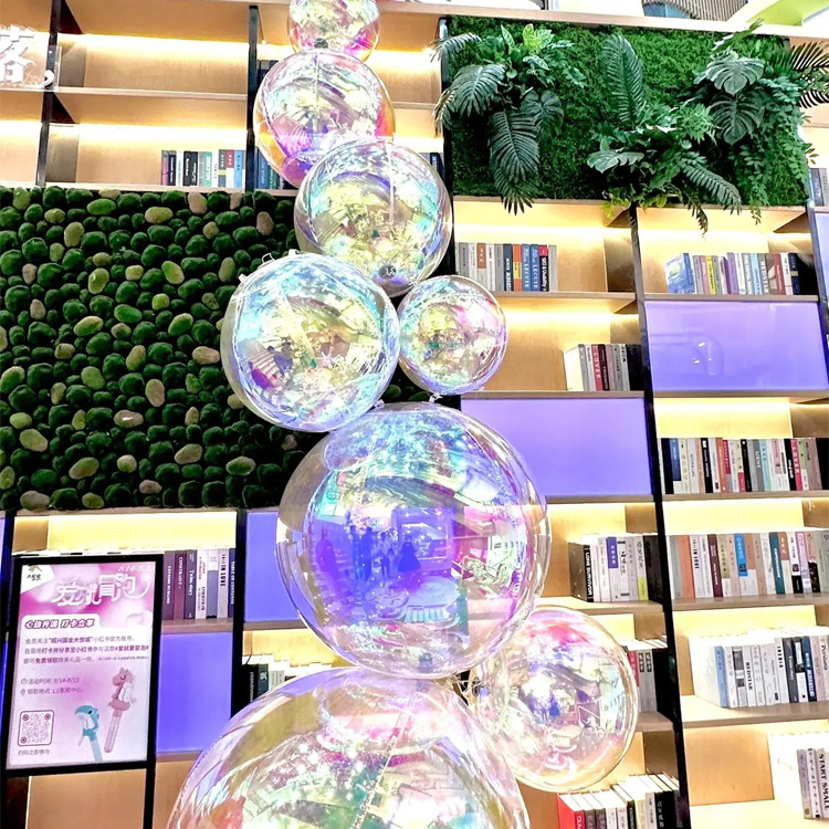 充气镜面球银色反光球酒吧商场室内外布置网红打卡闭气美陈镭射球