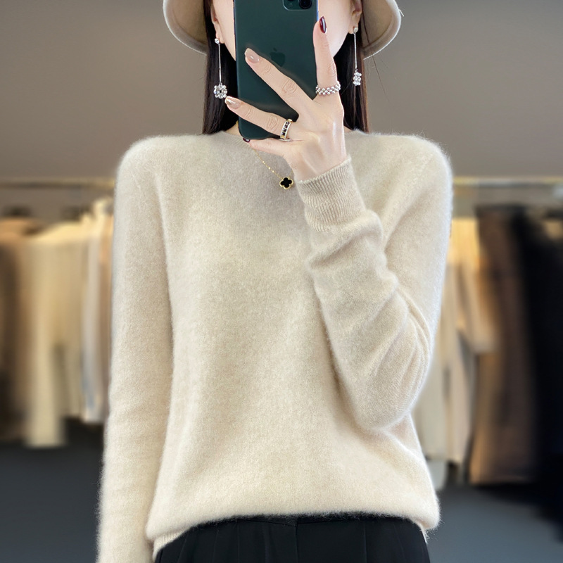 Wholesale First-Line Ready-To-Wear Round Neck Woolen Sweater for Women, Simple Elegant Knitted Sweater, Long-Sleeved Versatile Sweater Bottoming Shirt Wholesale First-Line Ready-To-Wear Round Neck Woolen Sweater for Women, Simple Elegant Knitted Sweater, Long-Sleeved Versatile Sweater Bottoming Shirt