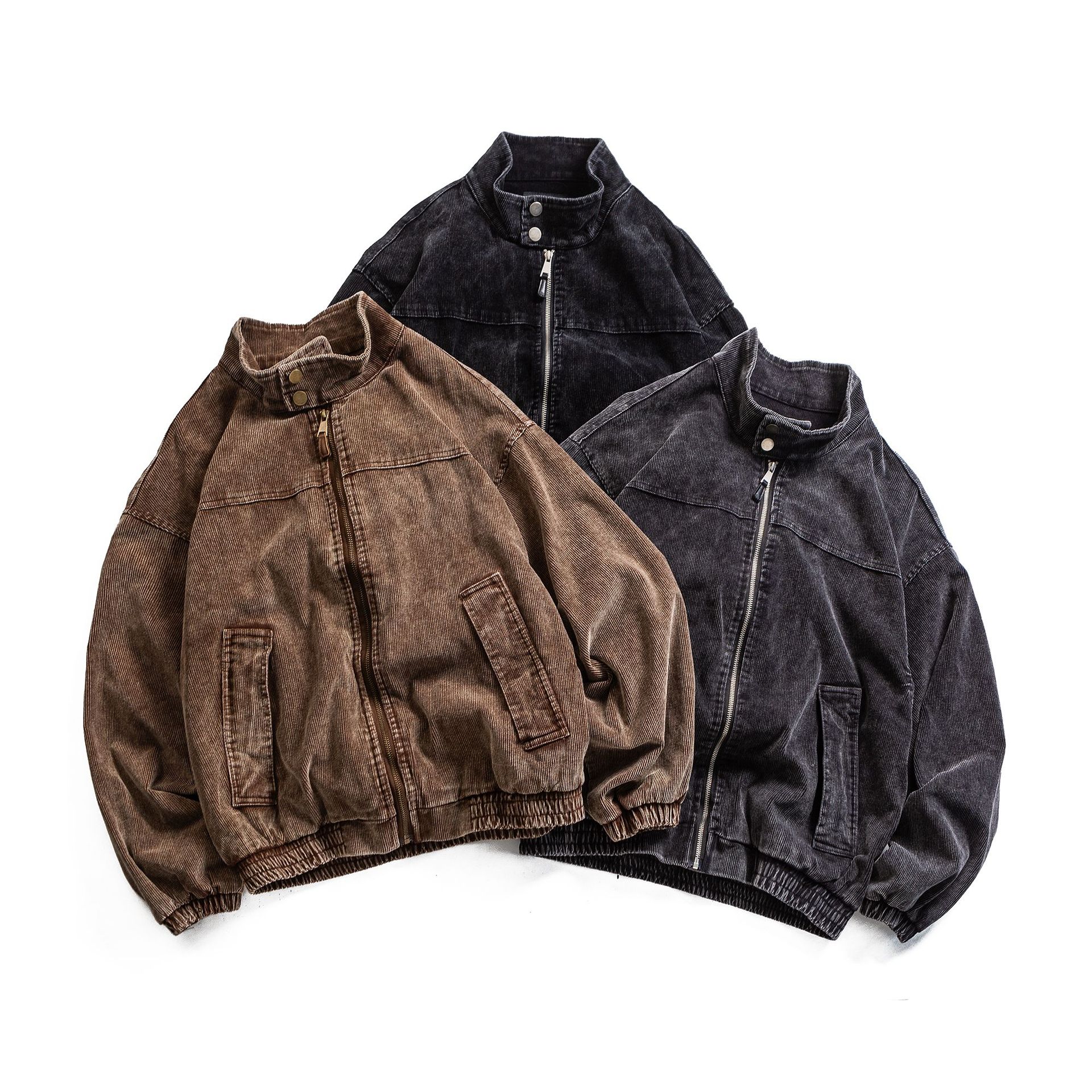 城市凡品 2025年秋季新款纯色灯芯绒外套男复古工装夹克衫