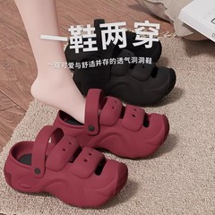 女性用クロックス夏の新しいアウターウェア厚底シューズ、家庭用屋内用、ビーチ用のかわいいサンダルとスリッパ