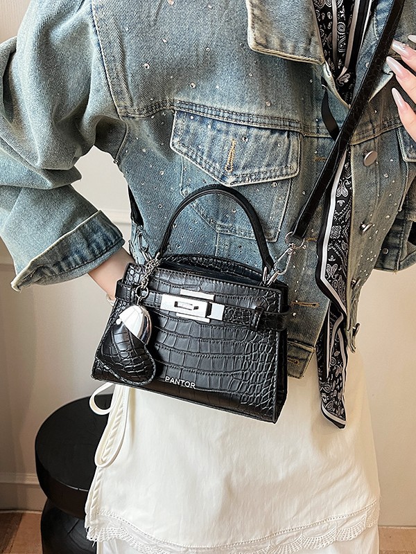 Bolso de mano de alta gama para mujer 2025 nuevo estilo retro patrón de cocodrilo Kelly bolso de mensajero de un solo hombro casual simple