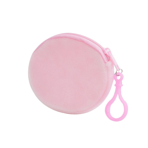 Candy Color Faux Fur Zero Wallet Solid Color Wallet Round Key Chain Coin Bag Backpack ID Card Bag Simple Wholesale 