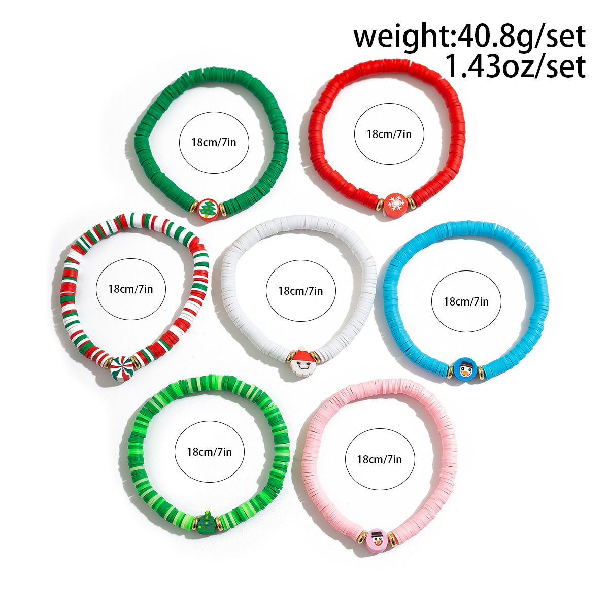 27g Weight Bracelets Classification CCB, Arylic, soft clay Chain Material Beaded Chain Chain Type 1 Set Quantity Party, Festival Occasion CCB, Arylic, soft clay Material Christmas Festival Letter, Heart Shape, Snowman Pattern Women's Gender Cute Style Cute Letter Heart Shape Snowman CCB Arylic Soft Clay Beaded Chain Beaded Bracelets Wholesale 无