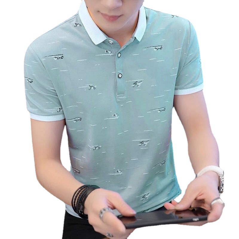 Camiseta de manga corta de verano para nuevos hombres Camisa de polo de solapa slim fit de estilo coreano Camisa de fondo de media manga Top de hombre de moda