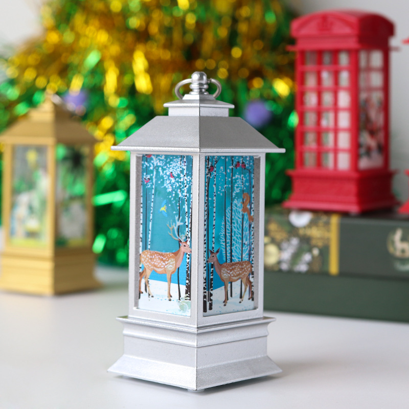 Navidad viento lámpara sueño noche lámpara pequeña lámpara de aceite llama vela candelabro Navidad iluminación decoración de escritorio