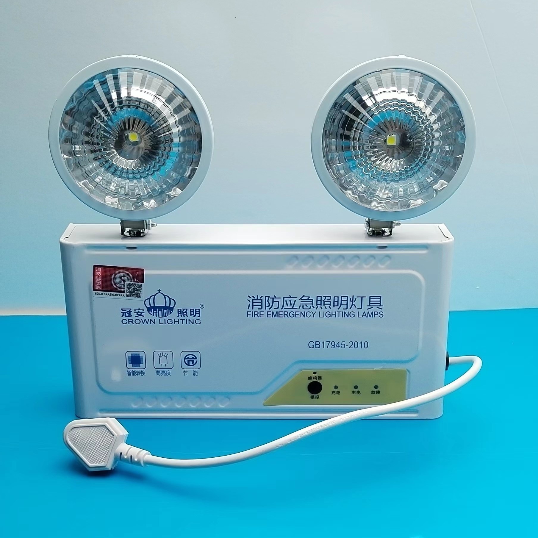 冠安双头应急灯疏散指示灯220V新国标猫眼灯壁挂消防应急标志灯