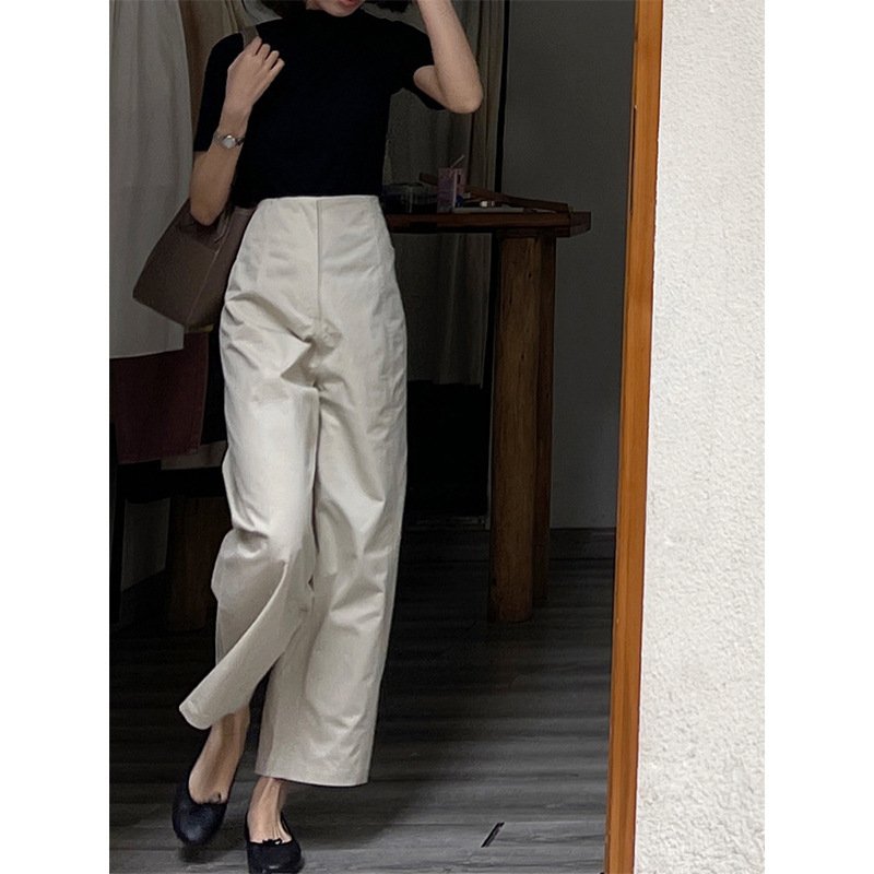 French Rixo Kelly 2026 Spring/Summer Thin Narrow Straight-Leg Casual Pants for Women, Loose Fit, Draped Wide-Leg Pants, Nine-Tenths Length French Rixo Kelly 2026 Spring/Summer Thin Narrow Straight-Leg Casual Pants for Women, Loose Fit, Draped Wide-Leg Pants, Nine-Tenths Length