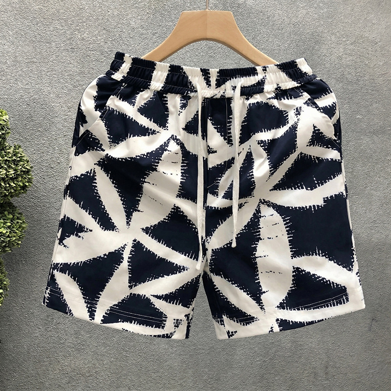Men's Vintage Floral Print Shorts High Street Fashion Loose Fit 5-Inch Casual Beach Shorts Summer Retro Style_viptrois.com