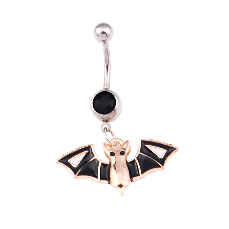 Personalised Bat Belly Button Ring And Halloween Bat Ring Set_voghion.com