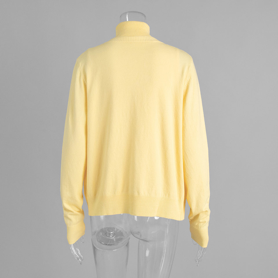 Bộ áo len dệt kim nữ cổ cao không tay kèm áo cardigan dáng suông — Áo vest màu nâu, Áo vest màu xám đậm, áo vest màu vàng, áo vest màu xanh chi tiết 13