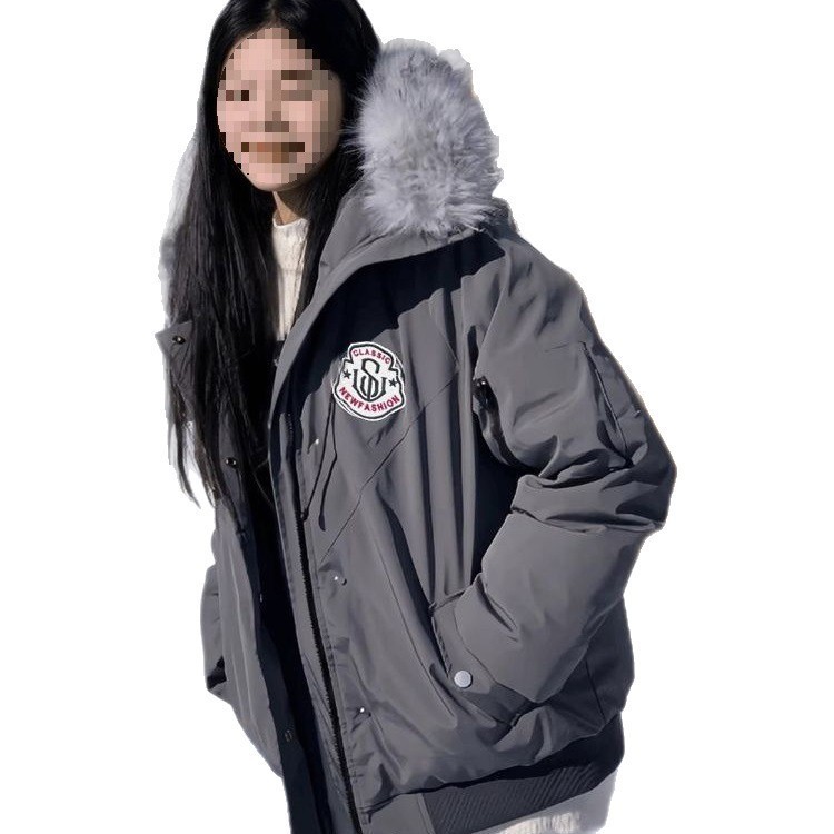 亚马逊美式毛领派克服棉服女冬季加厚保暖复古短款工装棉衣棉袄|undefined