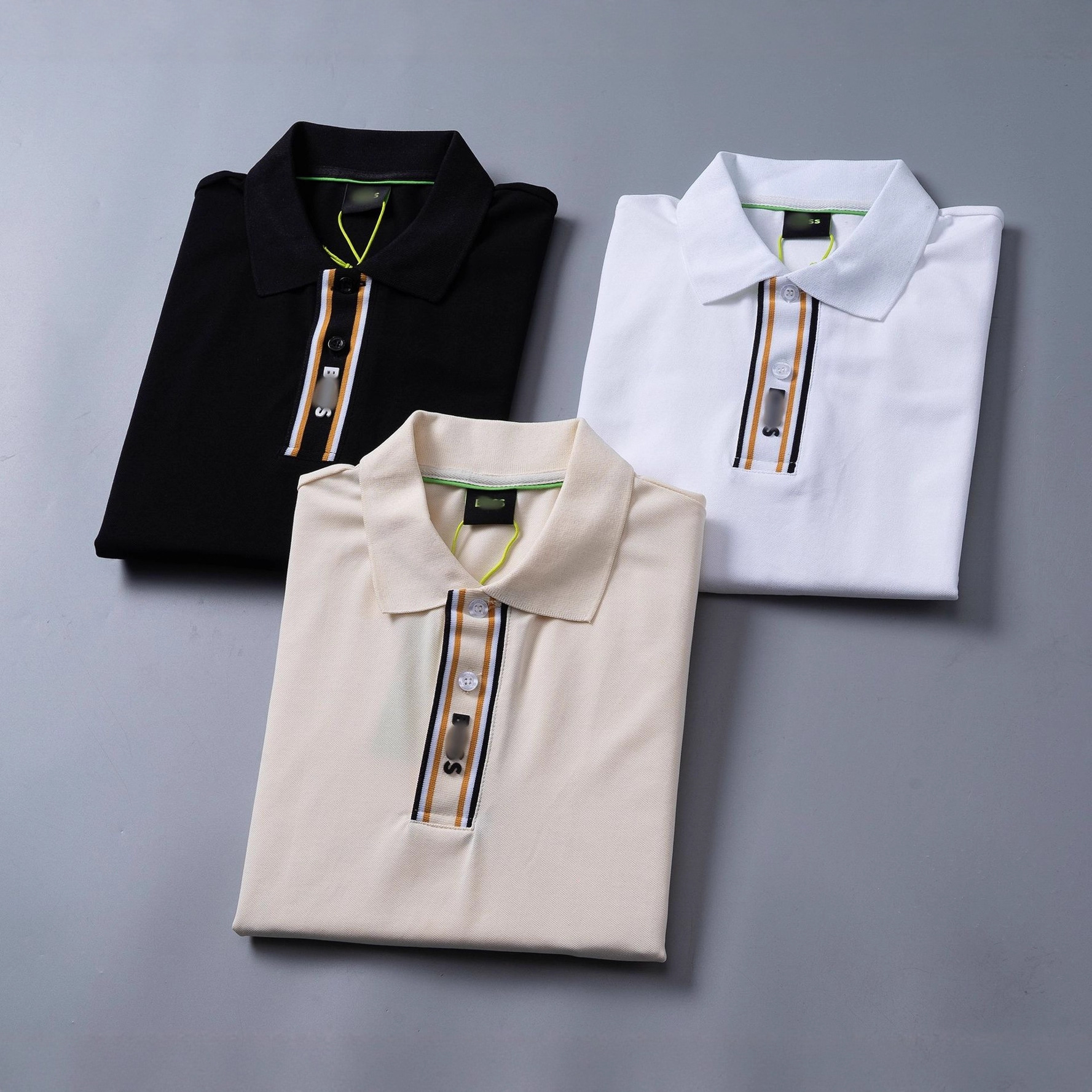 SS25 nueva estación europea de verano de hombre con solapa de algodón de perla de manga corta polo de moda