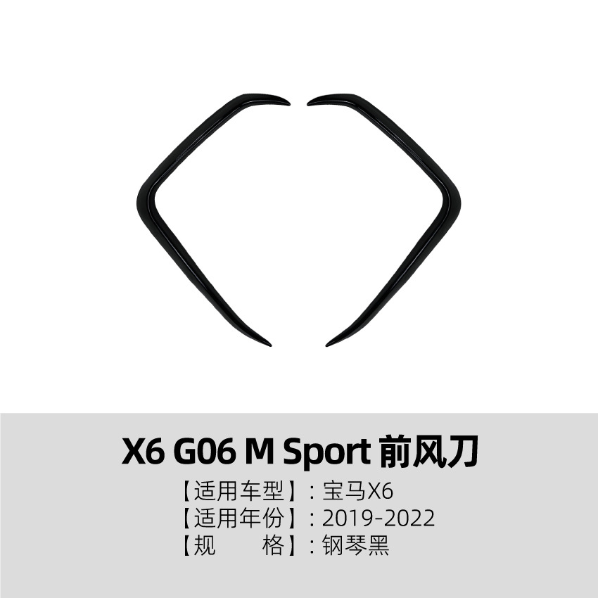 Big Surrounded – 适用宝马BMW X6 G06 M Sport For BMW X6 G06 - front-canard-gloss-black