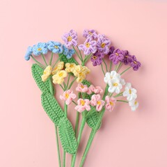 毛糸編みは、完成品の花束の材料を忘れないでください。