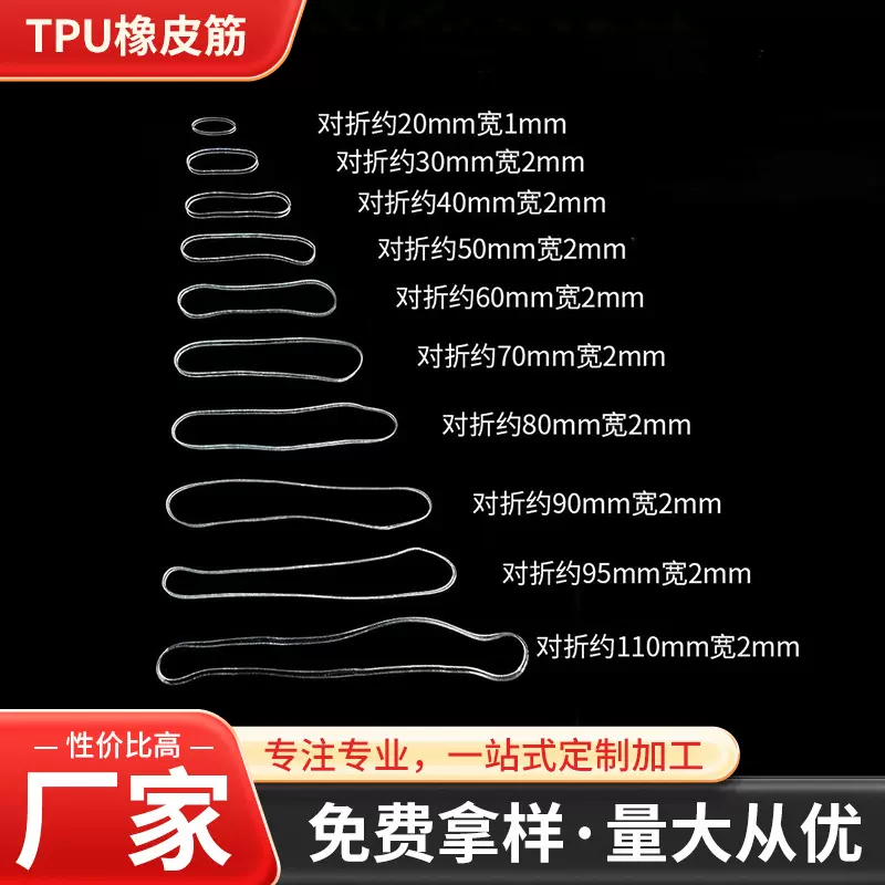 TPU橡皮筋工业办公收纳捆绑商用透明皮筋茶具捆扎钓鱼绑饵料胶圈