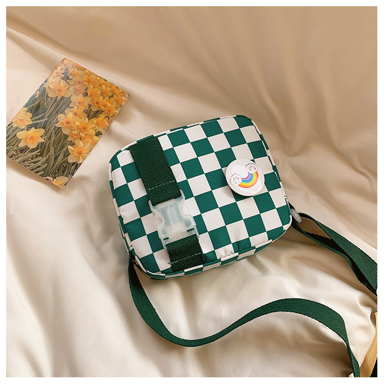 127g Weight Polyester Lining Material Zipper Closure Type Sling Strap Strap Type Shoulder Bag, Crossbody Bag Bags Type Casual Occasion Nylon Material Plaid Pattern All Seasons Season Kid'S, Women's Gender Cute Style Square Shape Kid'S Women's Nylon Plaid Cute Square Zipper Shoulder Bag Crossbody Bag 27