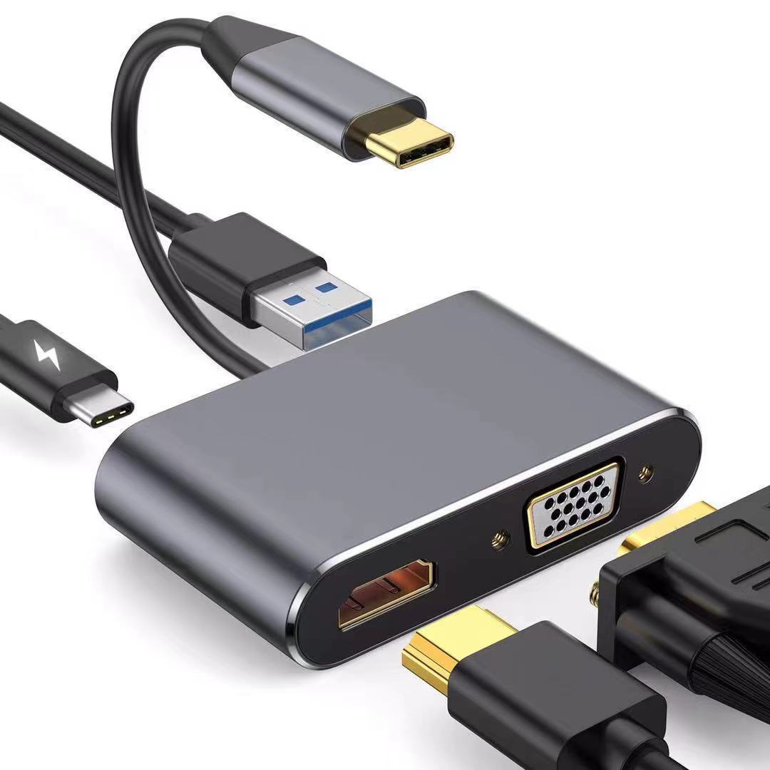 Hub Type-C 6 en 1, estación de acoplamiento con USB 3.0, HDMI y puerto de red 100M