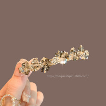 韩国夏季水钻灰色闪光高级感气质优雅轻奢复古刘海夹女前额刘海夹