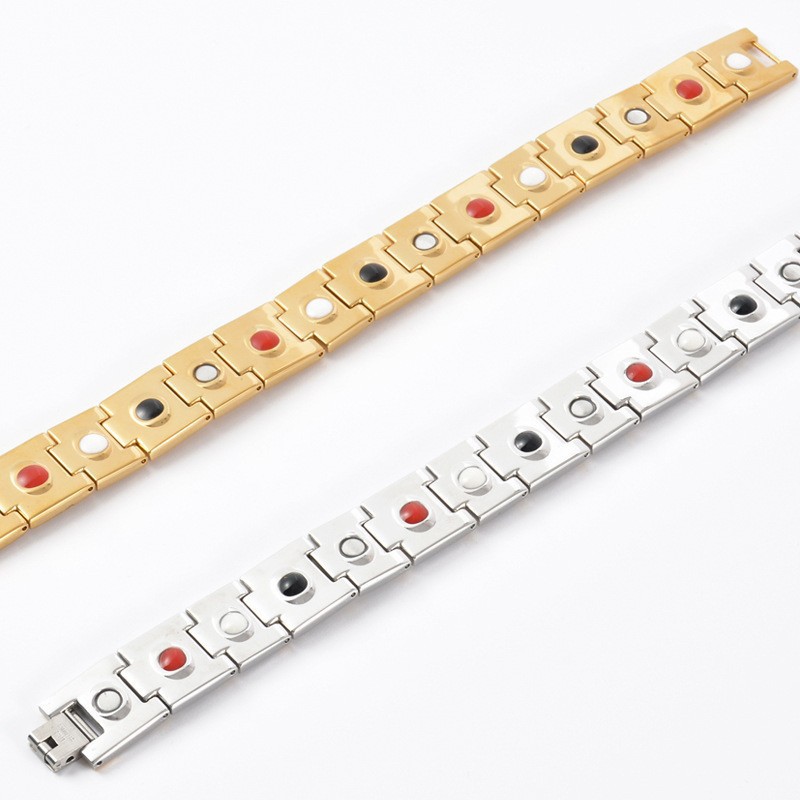Bracelet 1pc explosive spot colorful crystal men's magnet health germanium magnetic titanium steel_ipsvogv.com