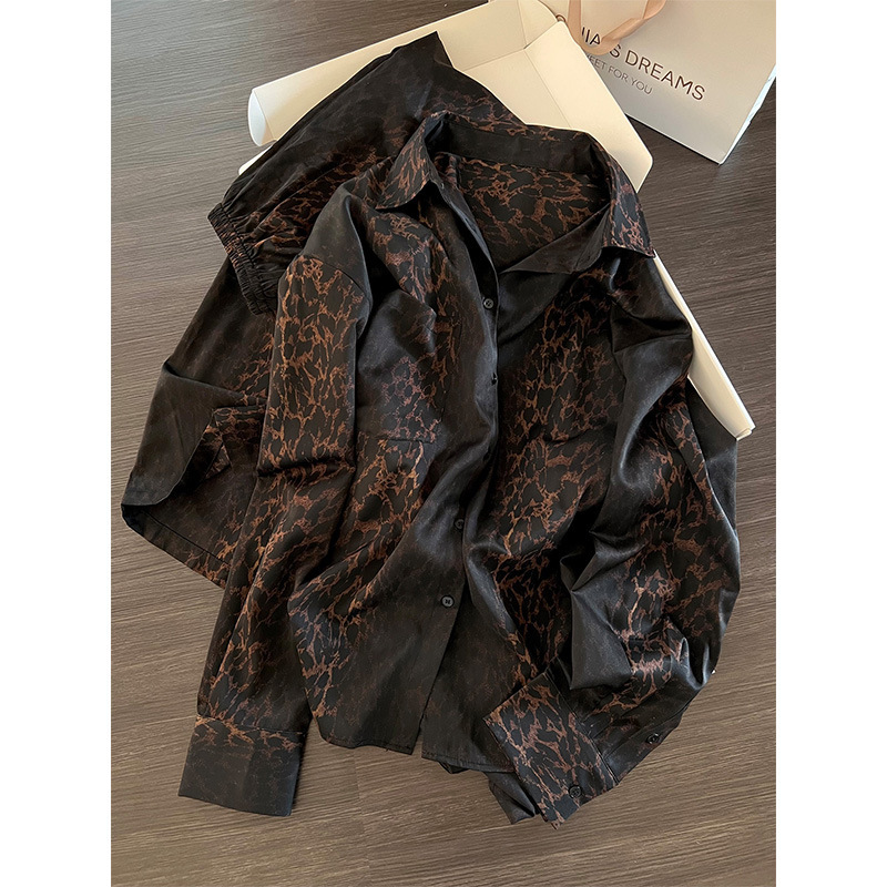 Korean-Style Casual High-End Leopard Print Long-Sleeved Pajamas for Women, New Autumn Loungewear, Plus-Size Pants Set
