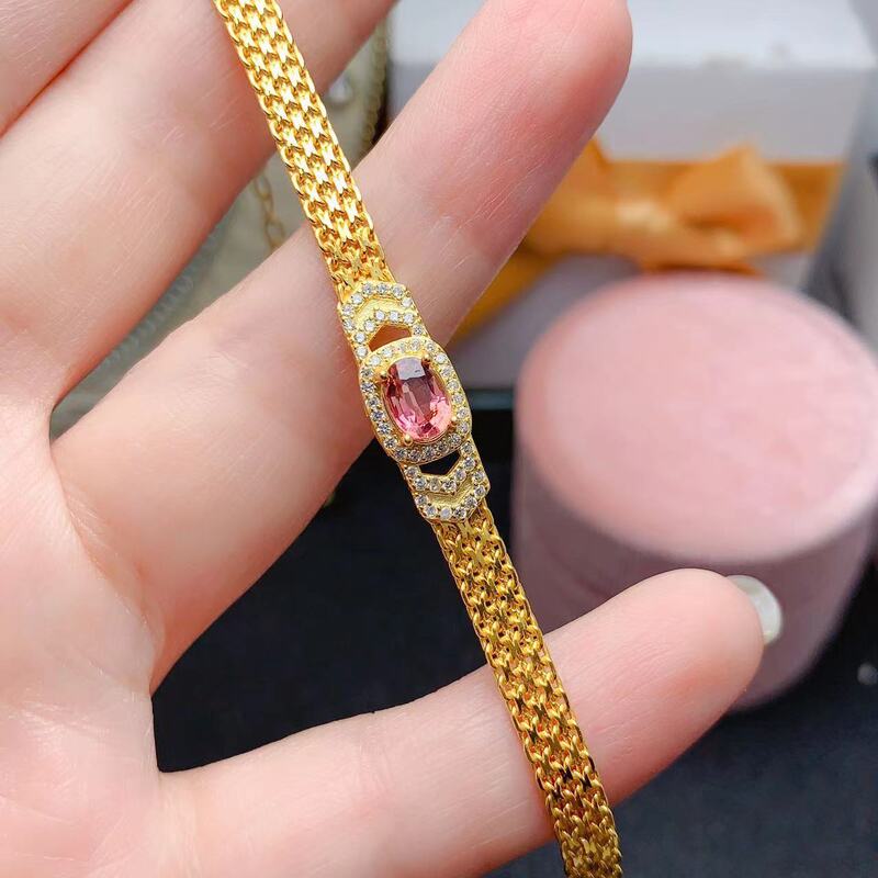 Factory Direct Sales Colorful Treasure Jewelry 925 Silver Inlaid Natural Pink Tourmaline Bracelet Main Stone Women's Watch Chain Factory Direct Sales Colorful Treasure Jewelry 925 Silver Inlaid Natural Pink Tourmaline Bracelet Main Stone Women's Watch Chain