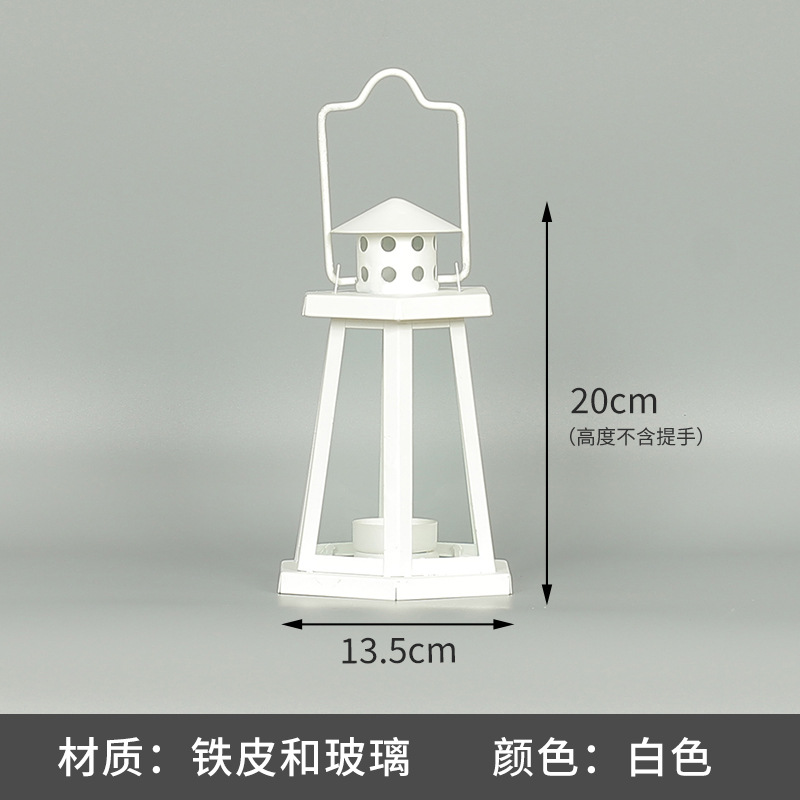 Blanco boda candelabro linterna boda carretera plomo accesorios atmósfera lámpara Marruecos viento lámpara decoración a prueba de viento vela pantalla