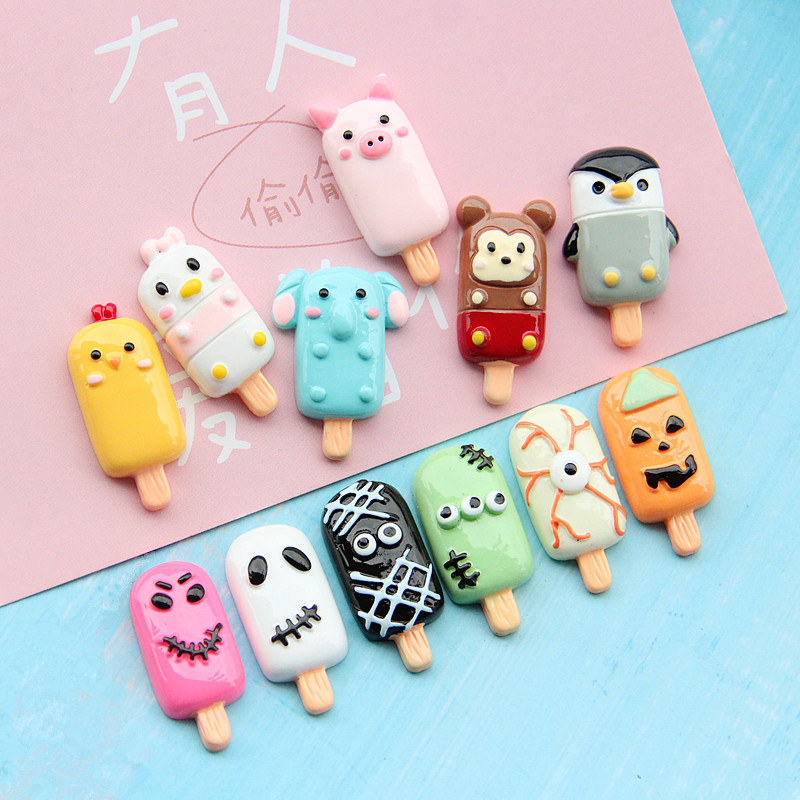New Summer Simulation Popsicle Resin Cartoon Accessories Halloween Popsicle Food Play DIY Phone Case Material