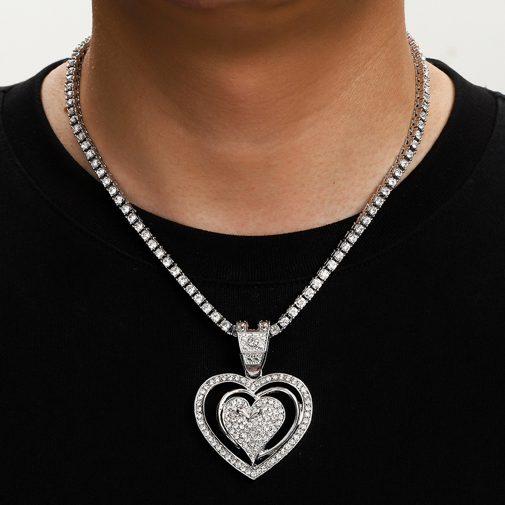 Transfronterizos nuevos personalidades calientes en el amor collar cubano parejas europeas y estadounidenses fabricantes de collares hip-hop de lujo al por mayor