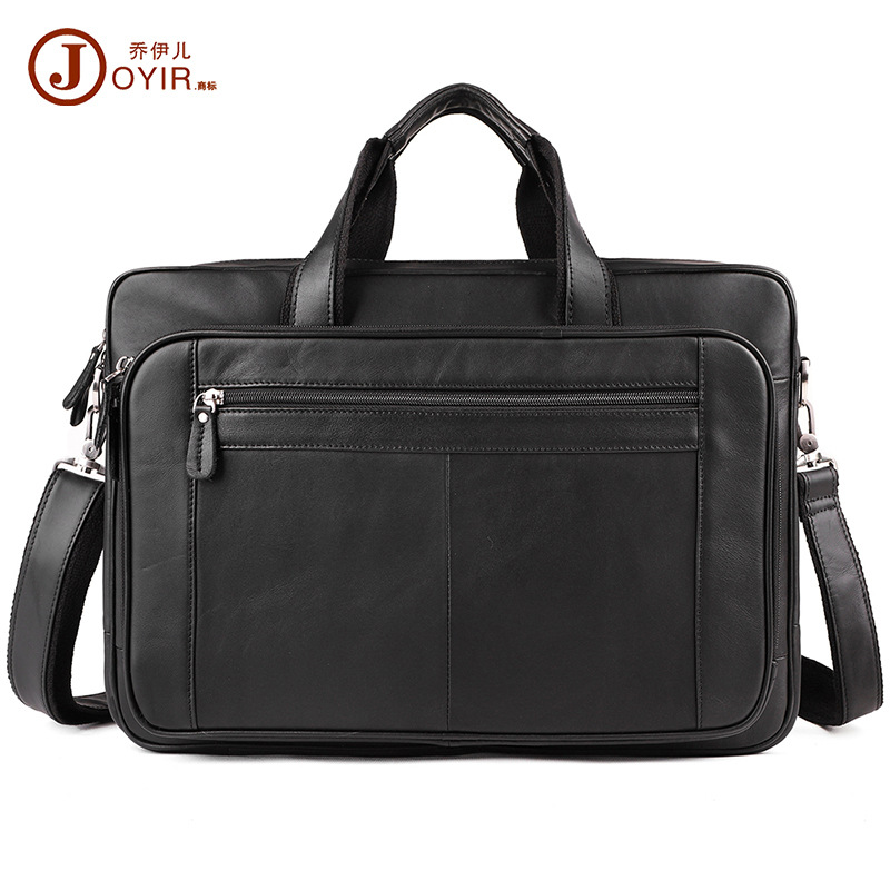 商务通勤手提包跨境新品17寸大容量旅行斜挎电脑包真皮男包公文包
