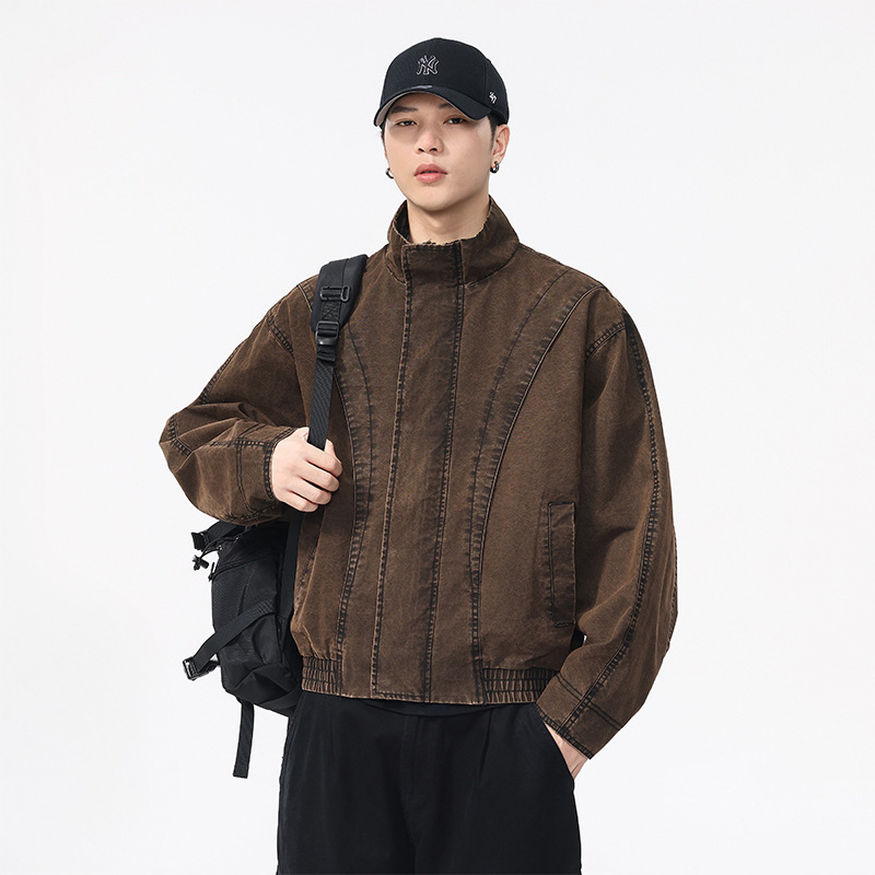 American Retro Barn-Style Short Stand-Collar Jacket for Men, 2025 Autumn New Loose Deconstructed Silhouette Workwear Jacket American Retro Barn-Style Short Stand-Collar Jacket for Men, 2025 Autumn New Loose Deconstructed Silhouette Workwear Jacket