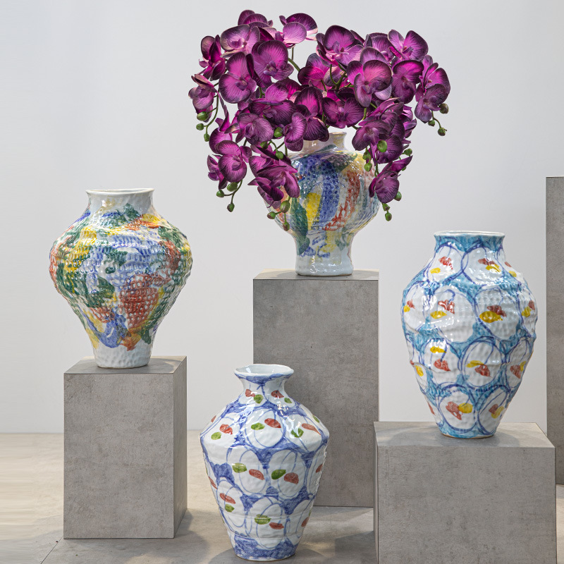 Vision Vase Ancient Jingdezhen Ceramic Flower-arranging High-grade Light Luxury Creative Hydroponics-Silent Wind Home Ornaments