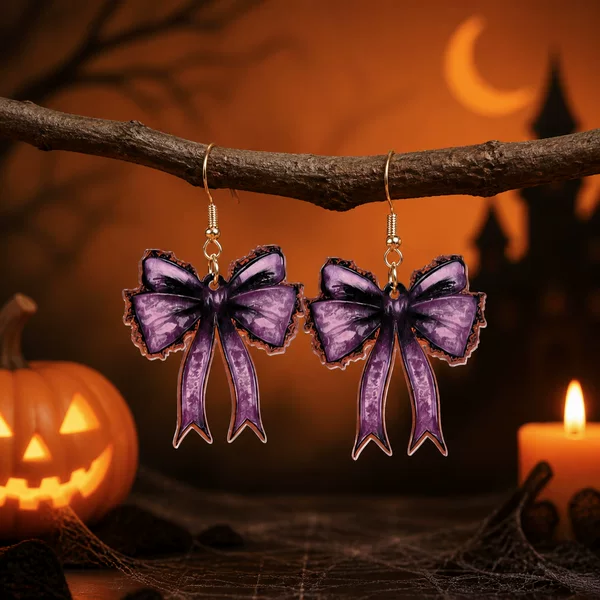 Dark Gothic Style Halloween Butterfly Earrings for Women, Ghost and Ghost Funny Holiday Atmosphere Earrings Wholesale
