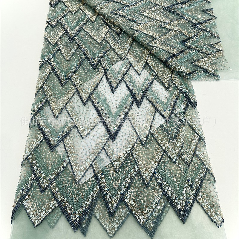 Bordado de tubo de cuentas Verano Industria pesada Alta costura Bordado Falda Vestido de moda Tela LACE Suministro de fabricantes de comercio exterior transfronterizo image 5