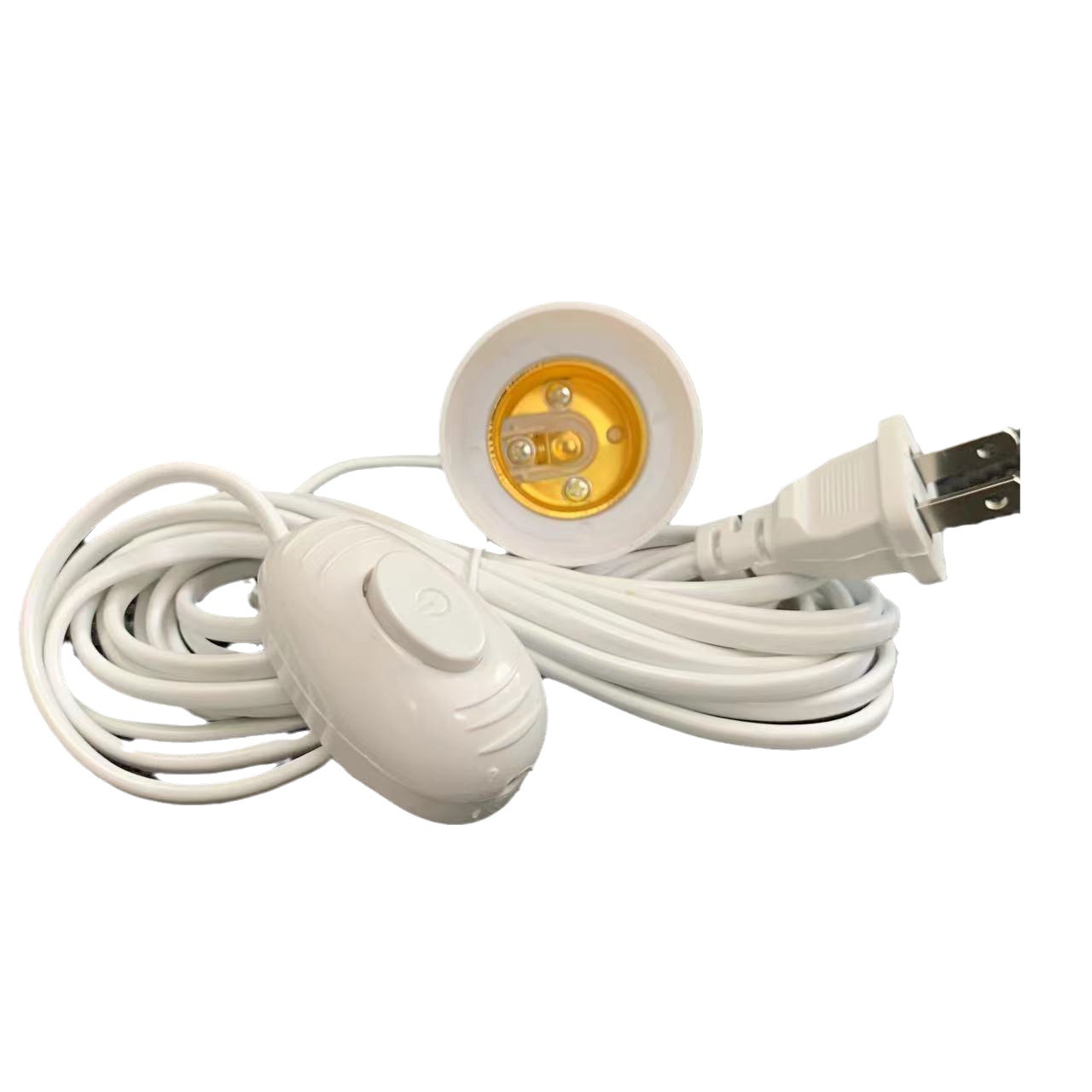 De estilo americano de dos enchufes colgante E27 tornillo móvil cable de extensión con gancho interruptor portalámparas tornillo portalámparas