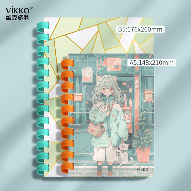 维克多利小清新软线圈活页笔记本A5不硌手记事本胶圈小中高大学生