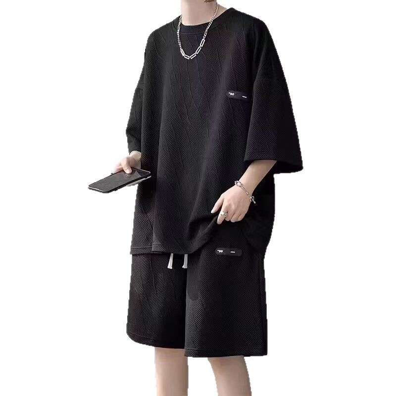 Camisa menos ropa traje de ropa deportiva verano para hombres camiseta de manga corta jersey de baloncesto pantalones cortos casuales de dos piezas tendencia coreana