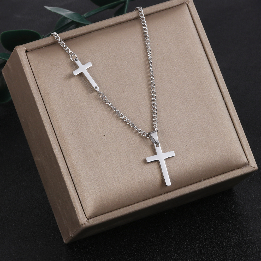Titanium Steel Hip-Hop Cross Polishing Pendant Necklace display picture 4