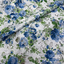 玫瑰花数码印花镂空蕾丝花边服装面料新款秋冬Luxury Lace Fabric