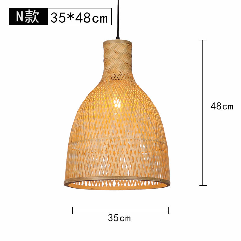 Lámpara de araña tejida de bambú Restaurante chino Lámpara de salón de té de linterna de bambú Restaurante japonés Sombrero de paja Lámpara de araña tejida de ratán B & B