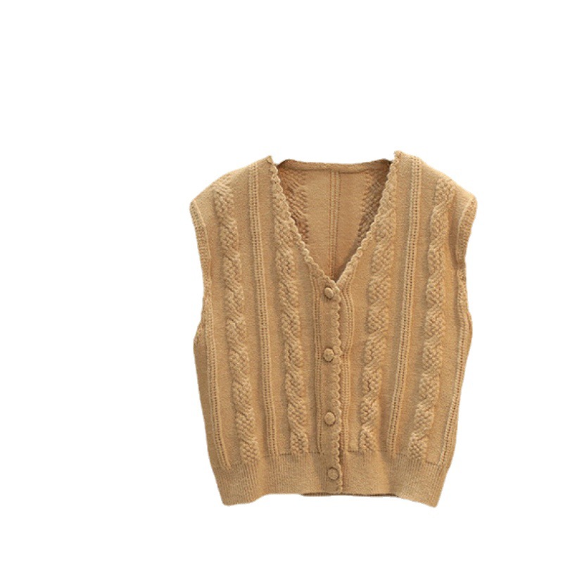 2023 a principios de otoño nuevo top pequeño cardigan de punto de las mujeres suéter chaleco sin mangas corto color sólido todo a juego image 6