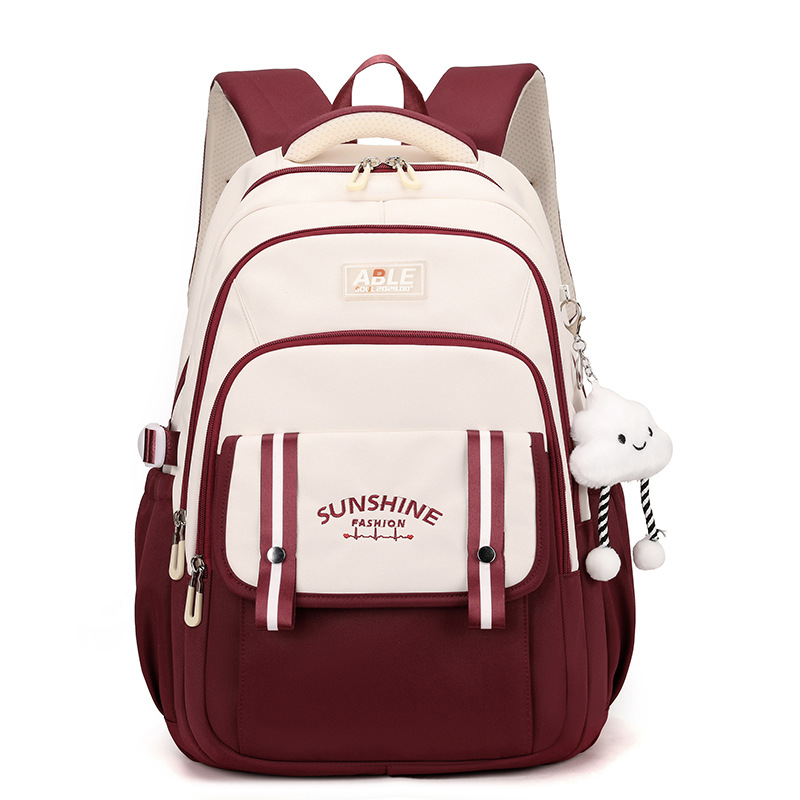 Mochila escolar para estudiantes de secundaria, escuela secundaria, gran capacidad, dibujos animados japoneses simples, mochila para estudiantes de primaria, color de contraste del campus nuevo