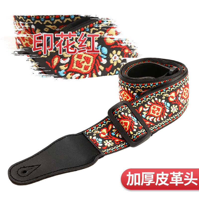 Suministro directo de fábrica de accesorios para instrumentos musicales al por mayor engrosada ensanchada correa para instrumentos musicales estilo étnico Cinta bordada correa de guitarra