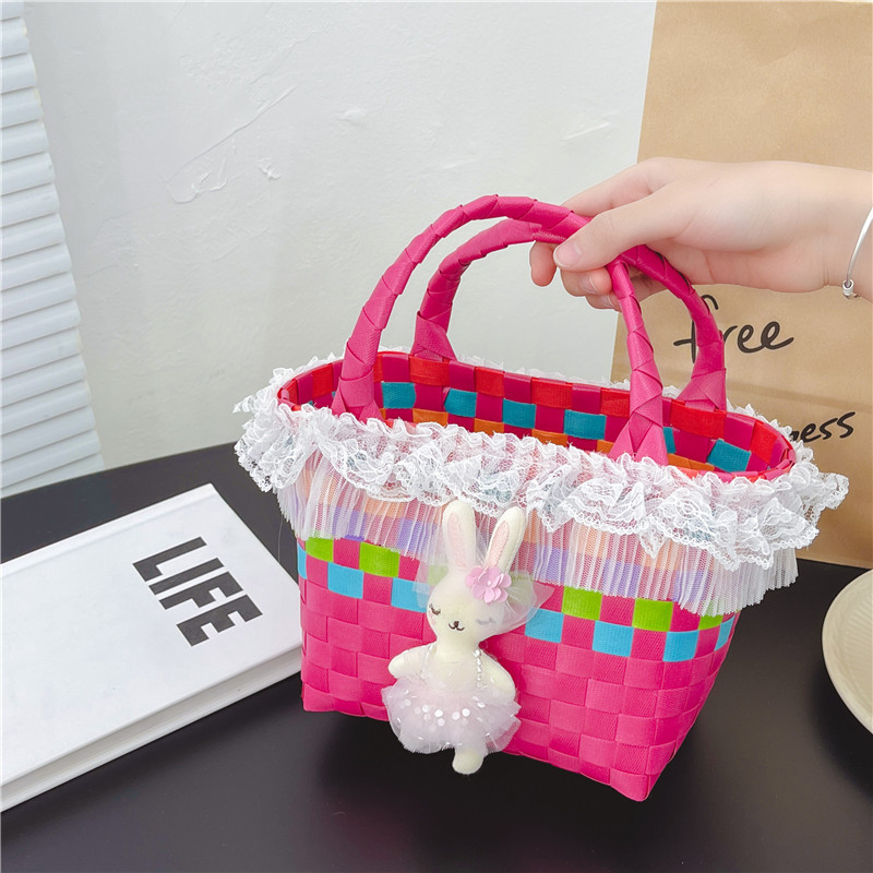 Bolso pequeño para niños nuevo para mujer 2023 mini portátil cesta de verduras lindo bolso tejido a mano bolsa de playa junto al mar