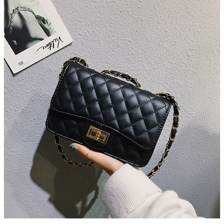Bag Women's 2022 New Trendy Korean Version Of The Lingge Chain Bag Small Fragrance Style One-shoulder Diagonal Bag Women's Bag All-match Small Square Bag