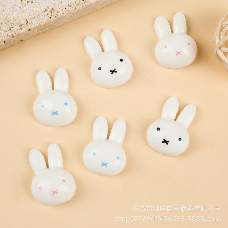 Cara brillante adorable Miffy conejo accesorios de resina crema pegamento DIY clip para el cabello accesorios para el cabello teléfono móvil agujero agujero zapatos llaveros lotes image 4
