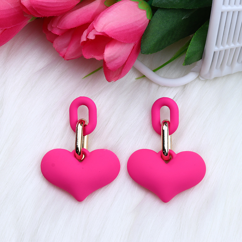 15g Weight 1 Pair IG Style Heart Shape Spray Paint Arylic Drop Earrings